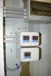 Monitoring and control equipment is included in many of the containers. These can be connected to mechanisms for alerting staff if conditions stray outside of defined parameters. Copyright Amphibian Research Centre. Photograph by Gerry Marantelli.
