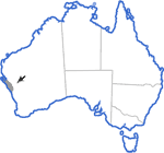 Distribution map for Arenophryne rotunda
