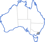 Distribution map for Pseudophryne dendyi
