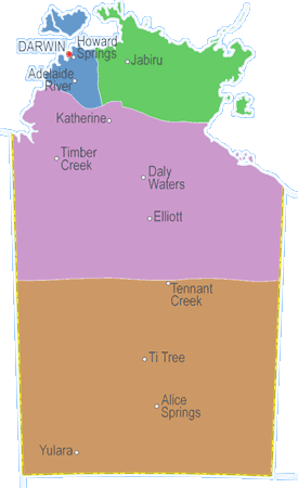 The regions of Northern Territory
